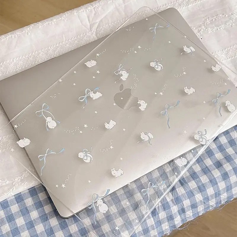 Bow Sparkling Pink Rabbit Case for Macbook Air 13 13.6 M4 M1 Pro 14 16 M4 Air 15 13 M3 M2 Cover A1369 A1466 Neo 2026 Anti-Scratc