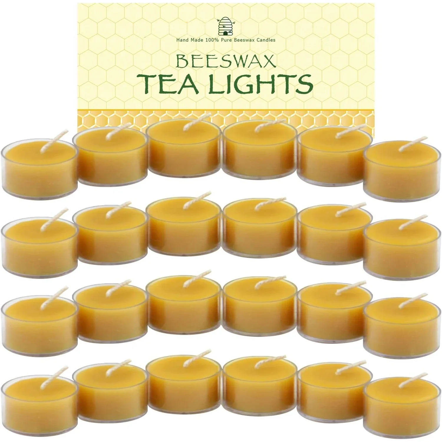 

12/24/48Pcs Natural Beeswax Tea Candles Handmade Beeswax Tealights Smokeless Votive Candles Xmas Tea Lights For Home Spa Dinner