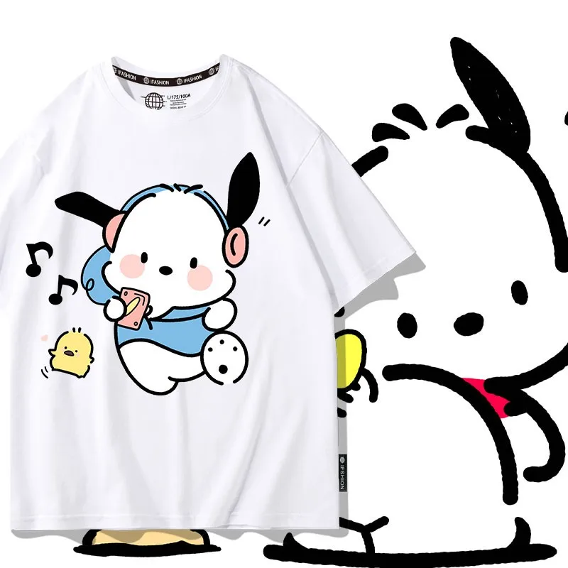 

Pacha Dog Around Summer Short Sleeve T-shirt Pure Cotton Female Sanrio Co-branded Cartoon Print Loose On Children's Clothes