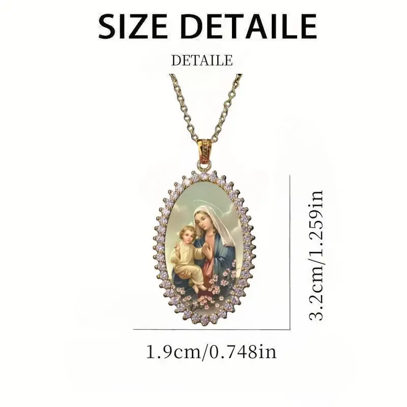 European and American Religious Virgin Mary and Jesus Pendant Necklace for Women Lucky Amulet Christian JewelryAnniversary Gift