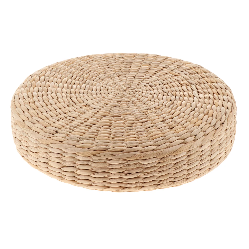 Natural Straw Round Pouf Tatami Sitting Cushion Floor Mat Pouf Pure Hand Woven Living Room Worship Meditation Cushion Floor Seat