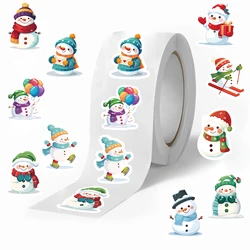 500pcs Children's Christmas Rewards Stickers Roll Cute Cartoon Snowman Clipboard Festivals Gift Decoration Pattern Labels