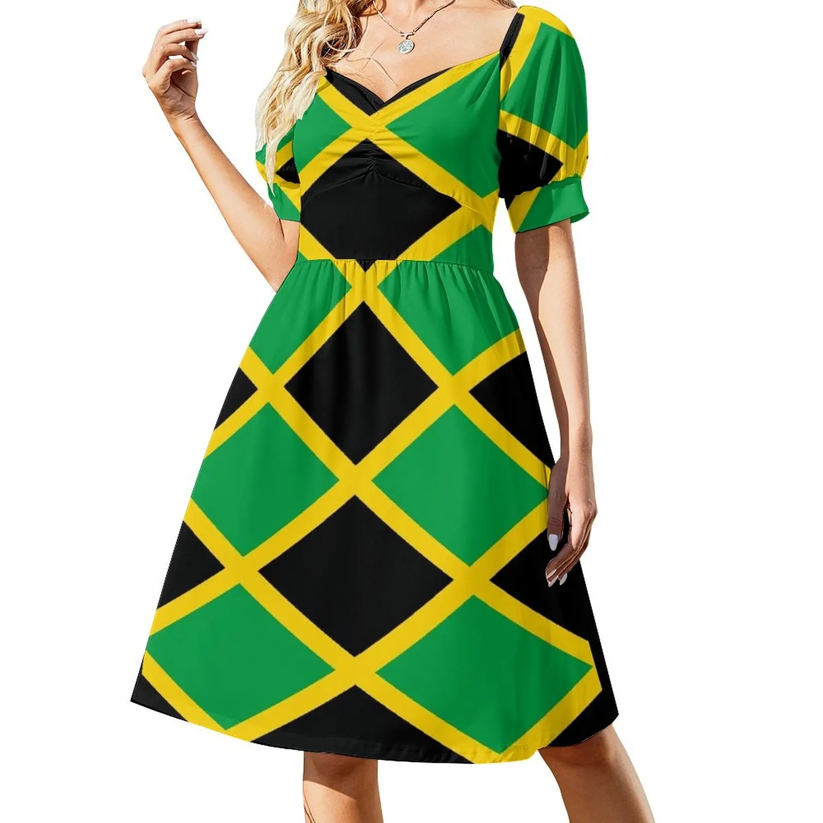 

Jamaican National Flag Short Sleeved Dress party dresses women sexy dress Dress