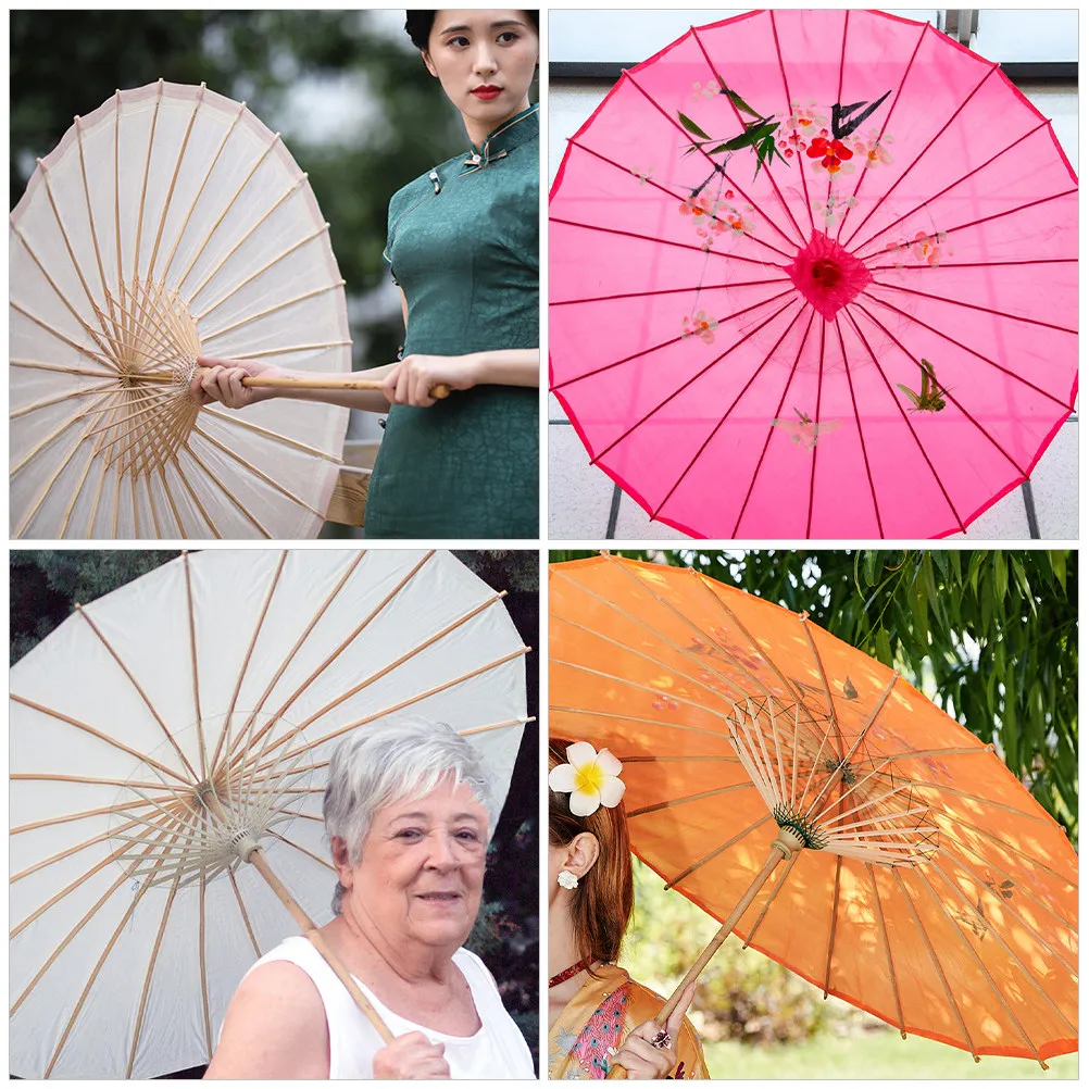Classic Oiled Paper Umbrella Support Frame Bamboo Folding Umbrella Repair Accessory Decorative Rack for Stage Photography Props