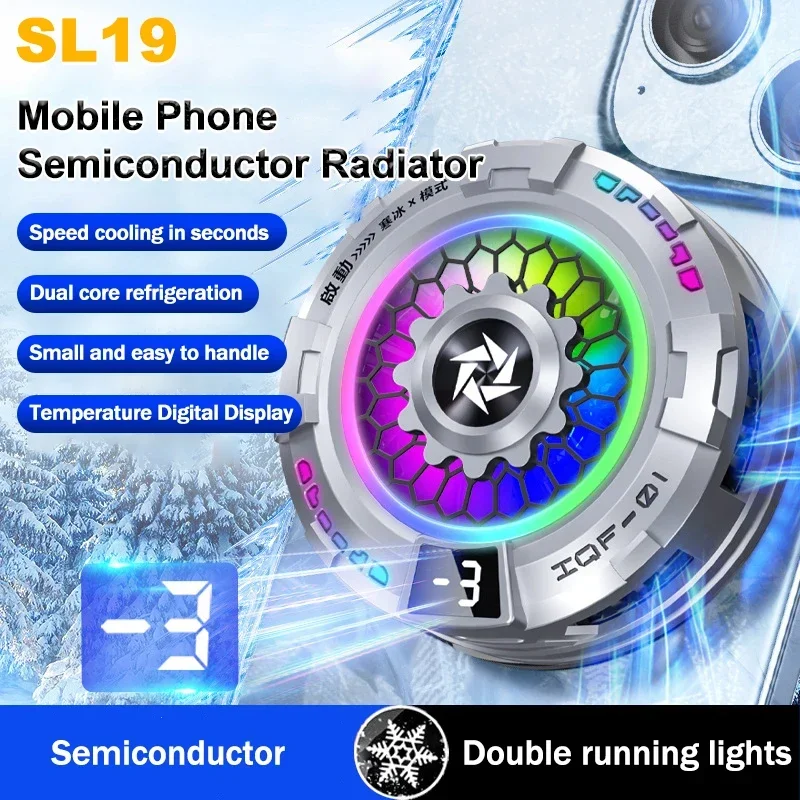 SL19 Mobile Phone Semiconductor Cooling Fan Radiator Magnetic / Back-clip Game Cooler for IOS Android Tablet PUBG Cool Heat Sink