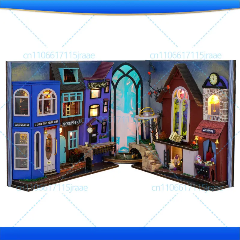 

3D трехмерная книжная модель Overture Street ручной сборки с лампой, креативный орнамент, подарок