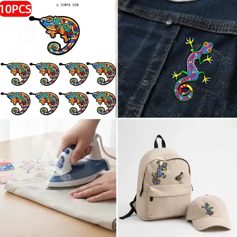 

10/50/100 шт., оптовая продажа, мультяшный геккон, вышивка, хамелеон, ящерица, аксессуары для одежды, аппликации, нашивки для одежды