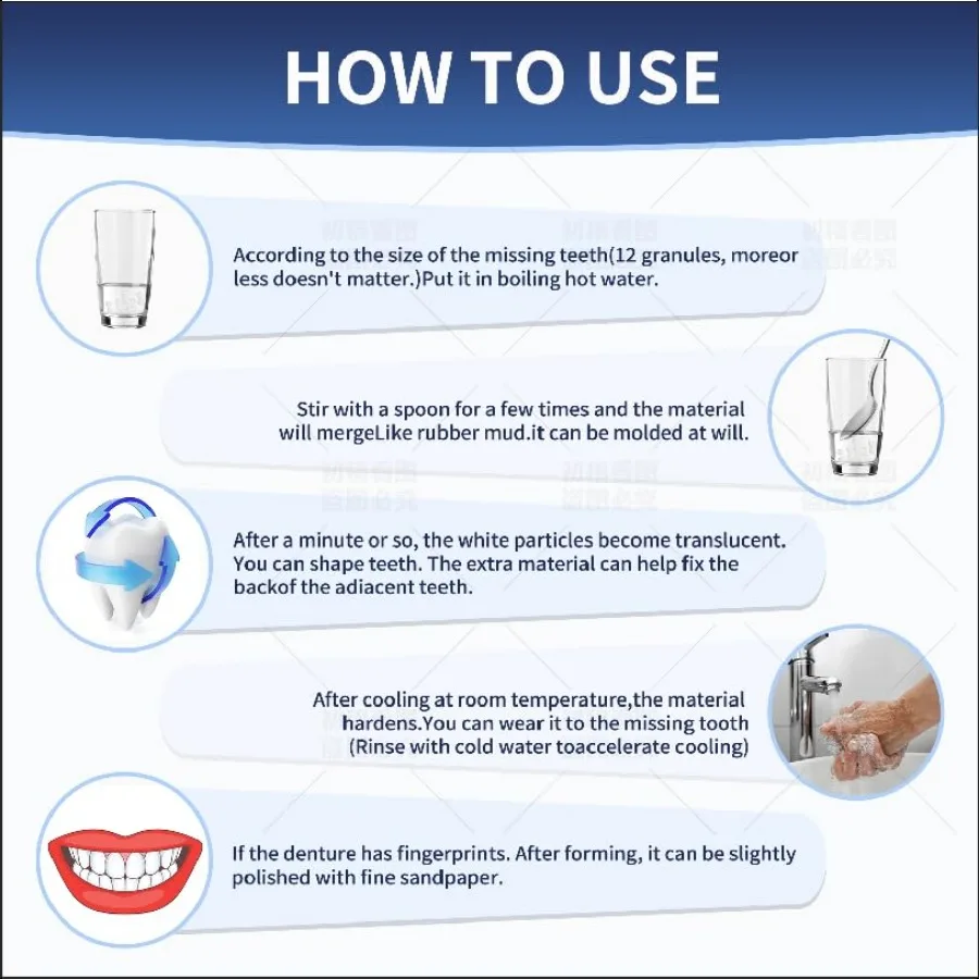 Tooth Repair KitTemporary Natural Shade for Filling The Gap Moldable Thermal Beads Replacement Kit Replace The Missing or Broke