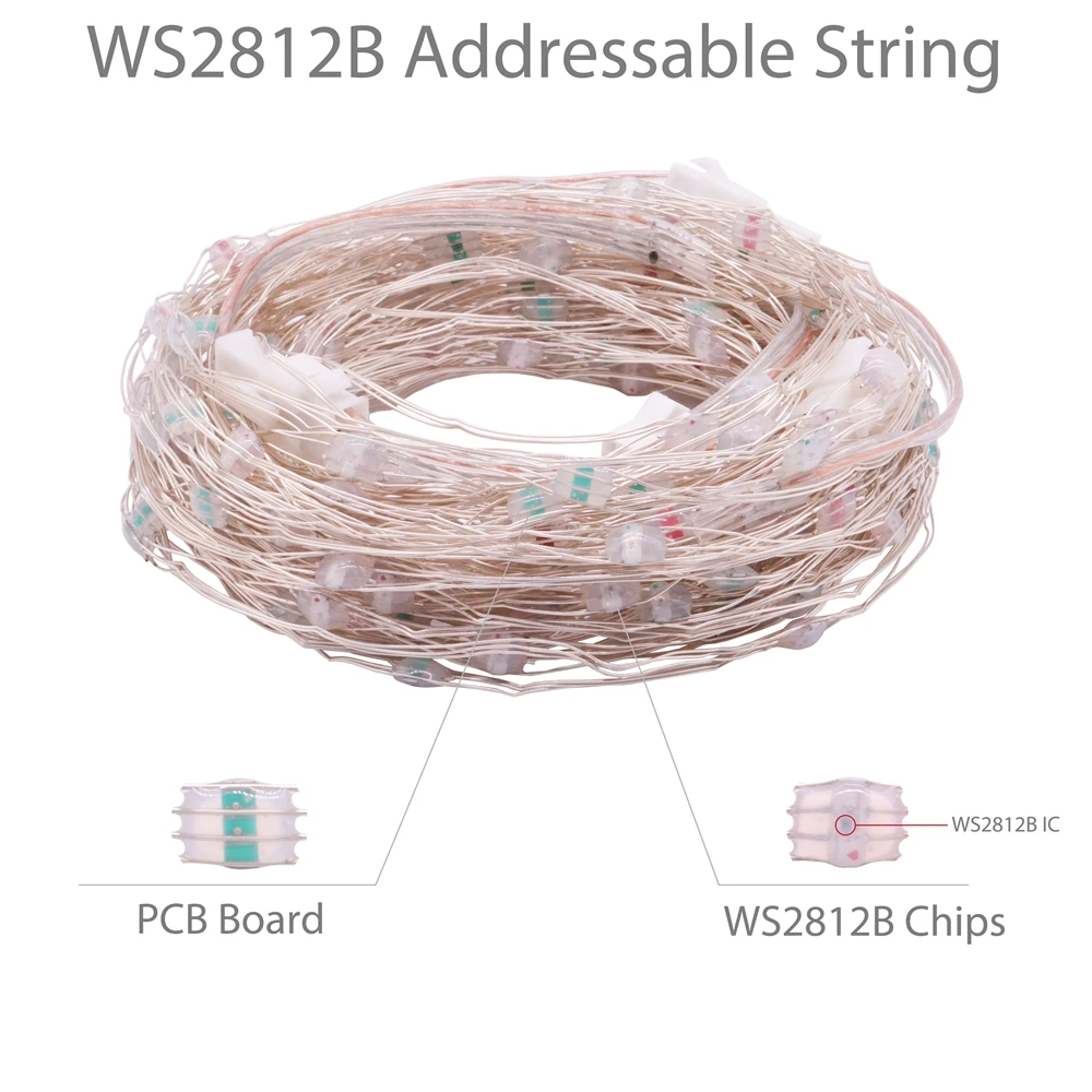 WS2812B RGBIC LED Christmas Lights String Party Lights Birthday Decoration Dreamcolor String Addressable Individually IC DC5V