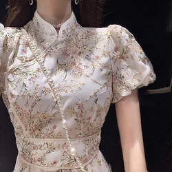 Neue Sommer Verbesserte Weiß Cheongsam Rock Junges Mädchen Palace Stil 2022 Retro Casual Chinesischen Traditionellen Qipao Kleid für Frauen