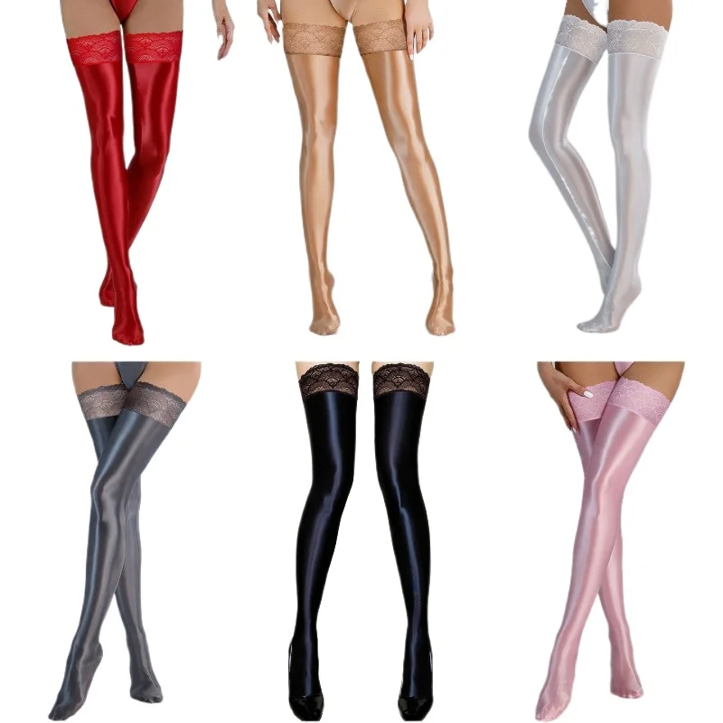 

Lingerie Womens Socks Tights Lace Patchwork Silky Smooth Elastic Stocking Exotic Costumes Wetlook Sissy Pantyhose Long Socks