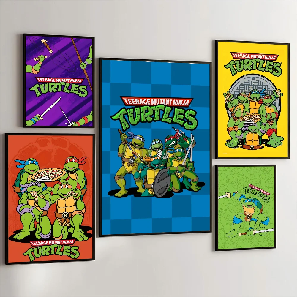 Póster adhesivo DIY de Tortugas Ninja mutantes adolescentes, pegatina de papel impermeable, pegatinas para cafetería y Bar, pintura de pared
