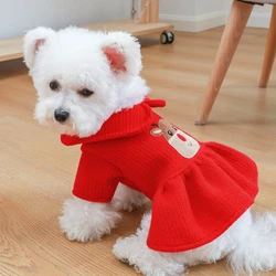 Christmas Dog Dress Santa Claus Dog Skirt Xmas Puppy Costume Christmas Outfit Dog Girls Winter Clothes Red Skirt Hoodies