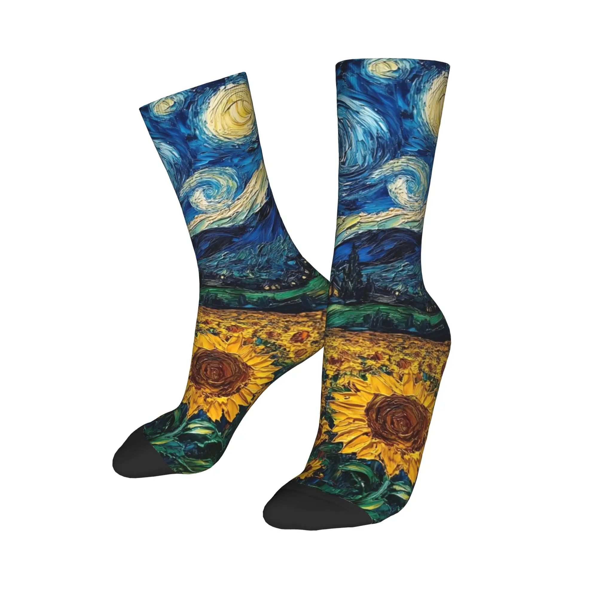 فان جوخ نمط ملصق الجوارب جوارب مضادة للبكتيريا زوجين لينة تنفس الجري الجوارب الخريف تصميم مضحك الجوارب #3