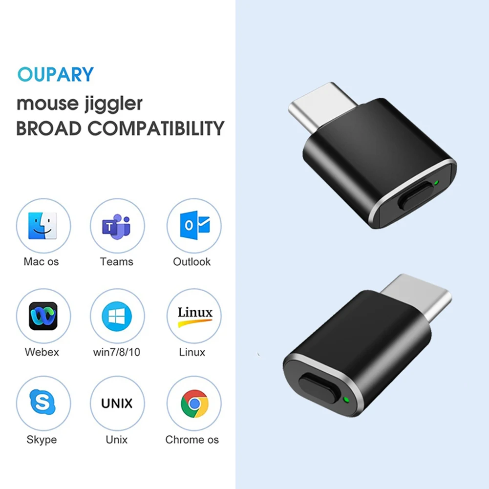 Ratón USB tipo C Jiggler indetectable, dispositivo automático con botón de interruptor para PC, portátil, mantiene el ordenador despierto, simula el ratón