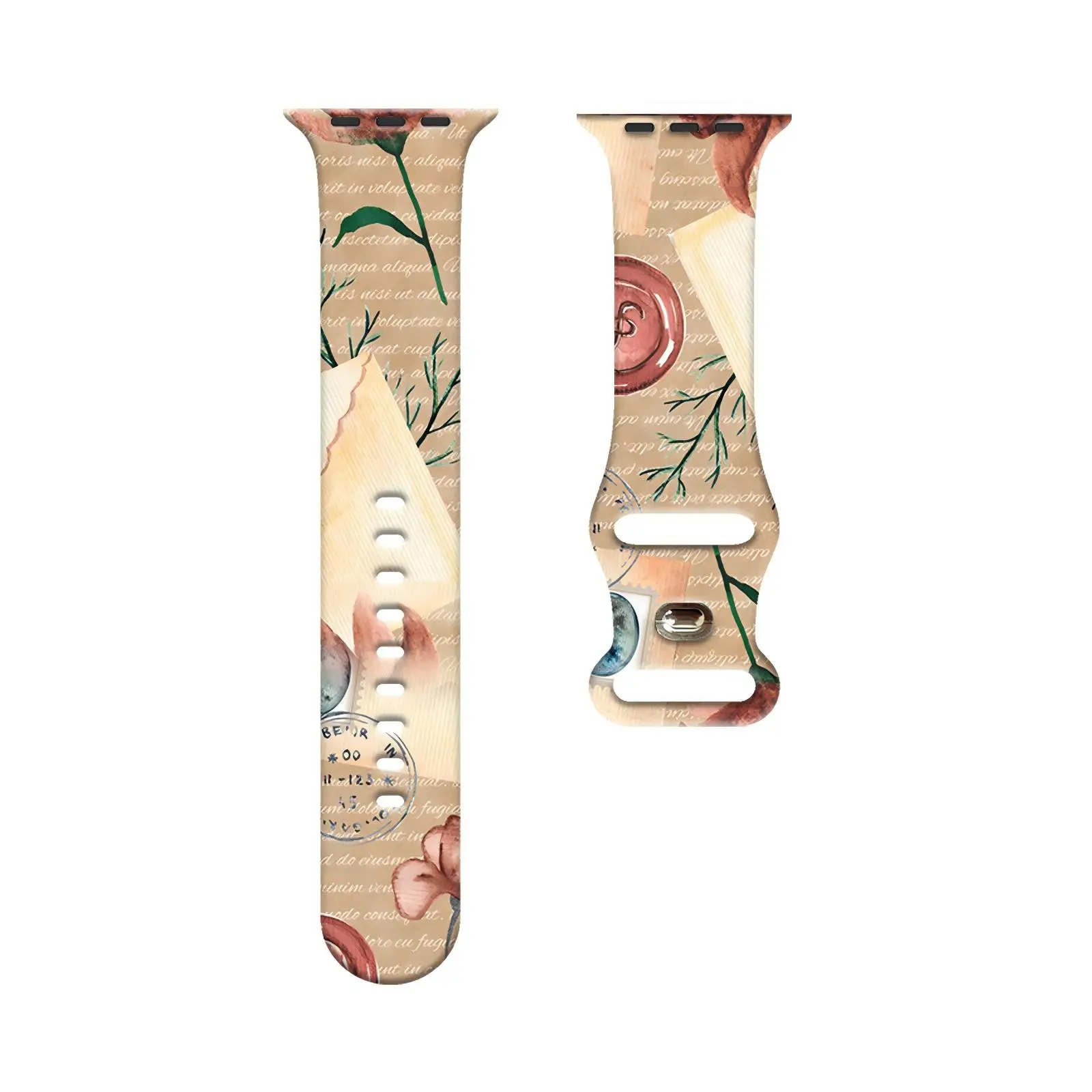 

Vintage Envelope Print Silicone Band for Apple Watch Series 10/9/8/7/SE, Classic Retro Pattern Replacement Strap 45mm 44mm 42mm