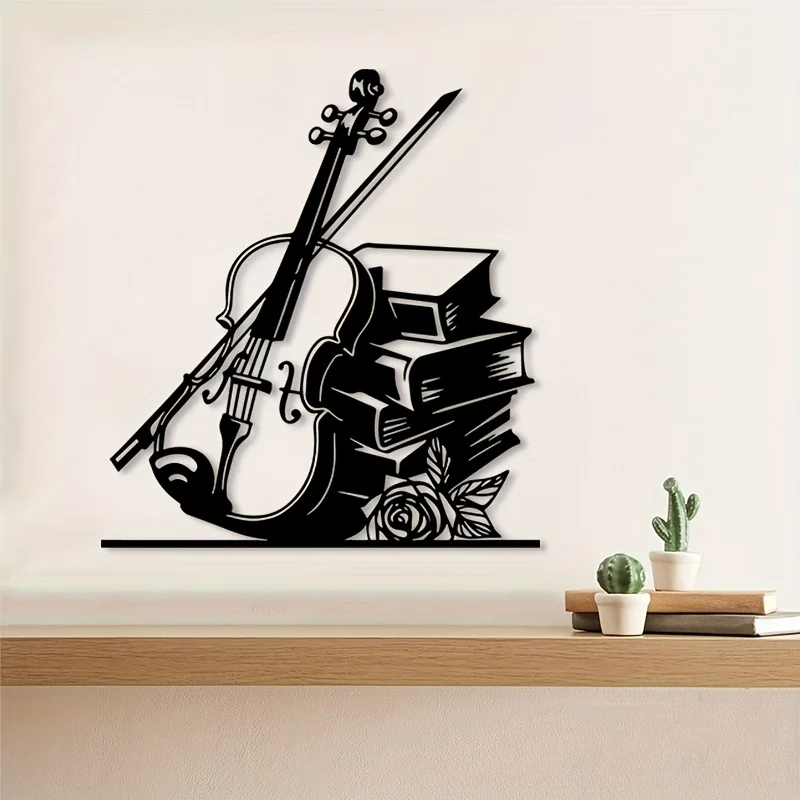 Brand Violin Metal Wall Art Rustproof Iron Statue Mural Decor Living Room Studio Music Lovers Home