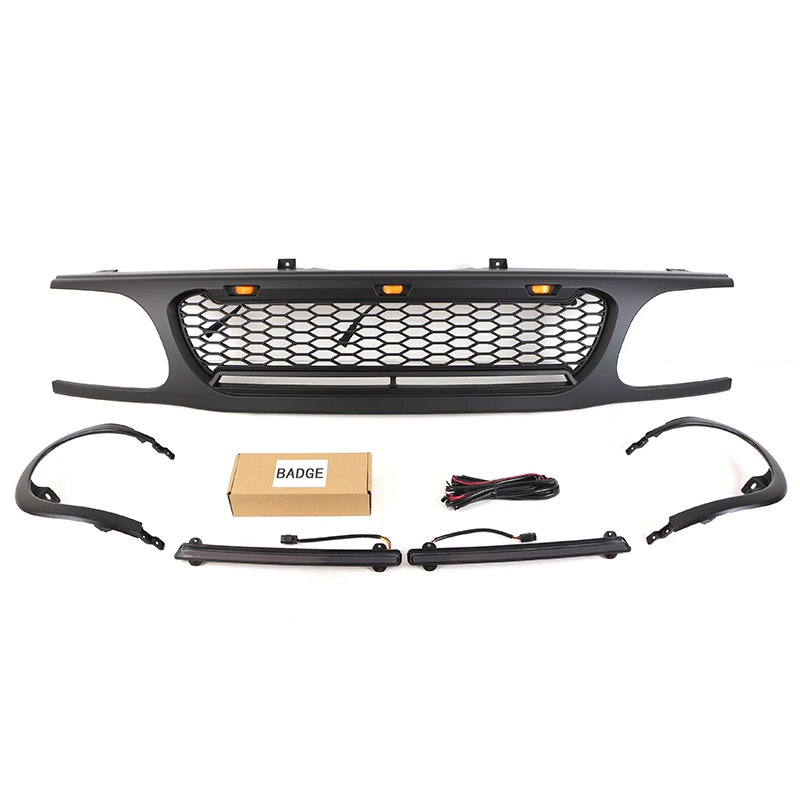 Exterior accessories Front Grille Matte Black Grille With Light Bar Fit For Ford Explorer 1995-2001