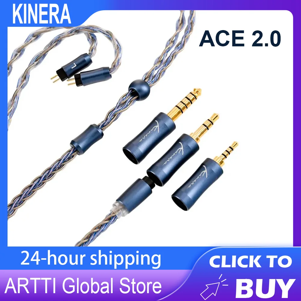 

Kinera ACE 2.0 Modular Upgrade Silver Foil Alloy Copper Earphone Cable 2.5+3.5+4.4mm Plug Detachable Cable 0.78mm 2PIN/MMCX