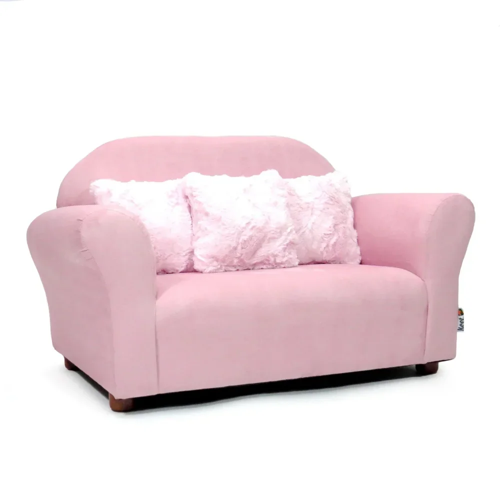 Plush Kids Sofa with Accent Pillows - Pink princess sofa  children sofa chair