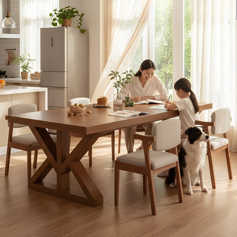 Nordic all-solid wood dining table and chair combination, living room home small apartment home furniture