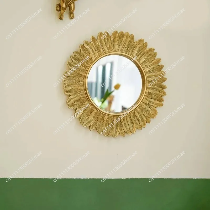 American Ins Style Light Luxury Sunflower Dressing Mirror Living Room Wall Wall Decoration Room Entrance Wall Hanging Mirror