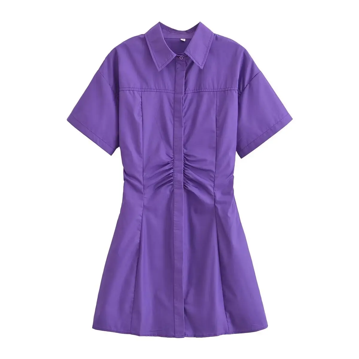 

Simple Work Shirt Dress Women's Button Mini Dress Purple Dress OL Summer Dress Women's Vest Short Sleeve 2024 Fashion