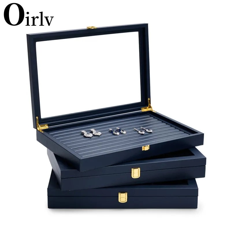 

Oirlv Multifunction Premium Leather Jewelry Tray Transparent Lid Earrings Rings Organizer Box Stackable Jewelry Box Drawer