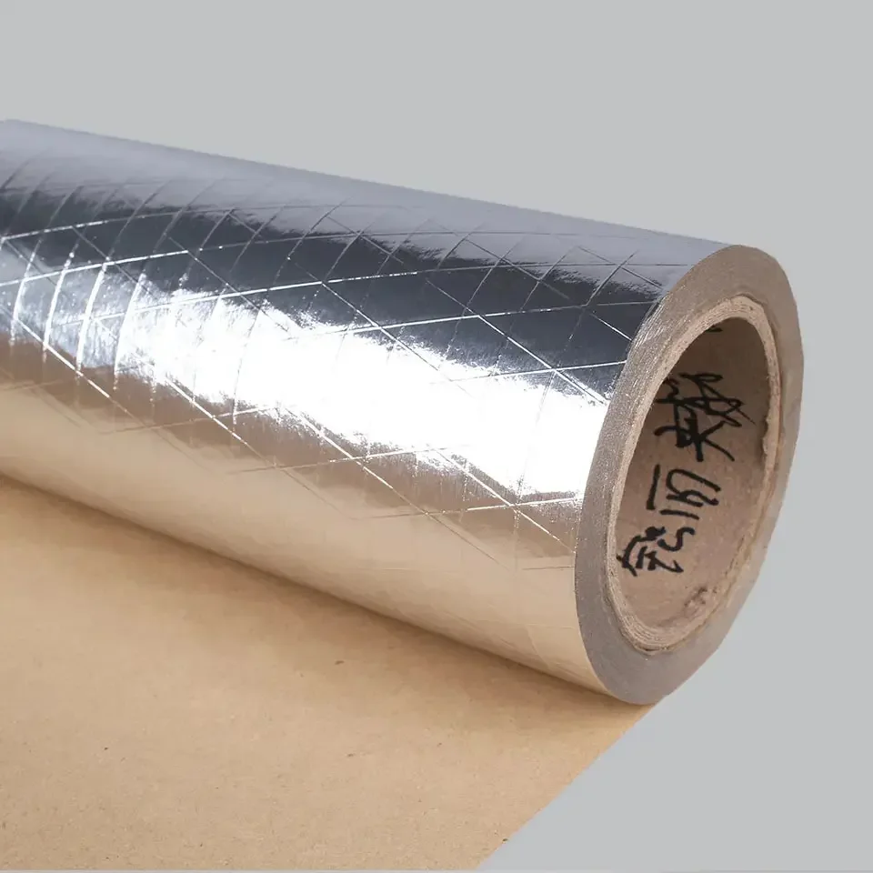 Folha de alumínio reflexiva materiais de isolamento kraft papel de alumínio com suporte kraft scrim fsk material isolador térmico