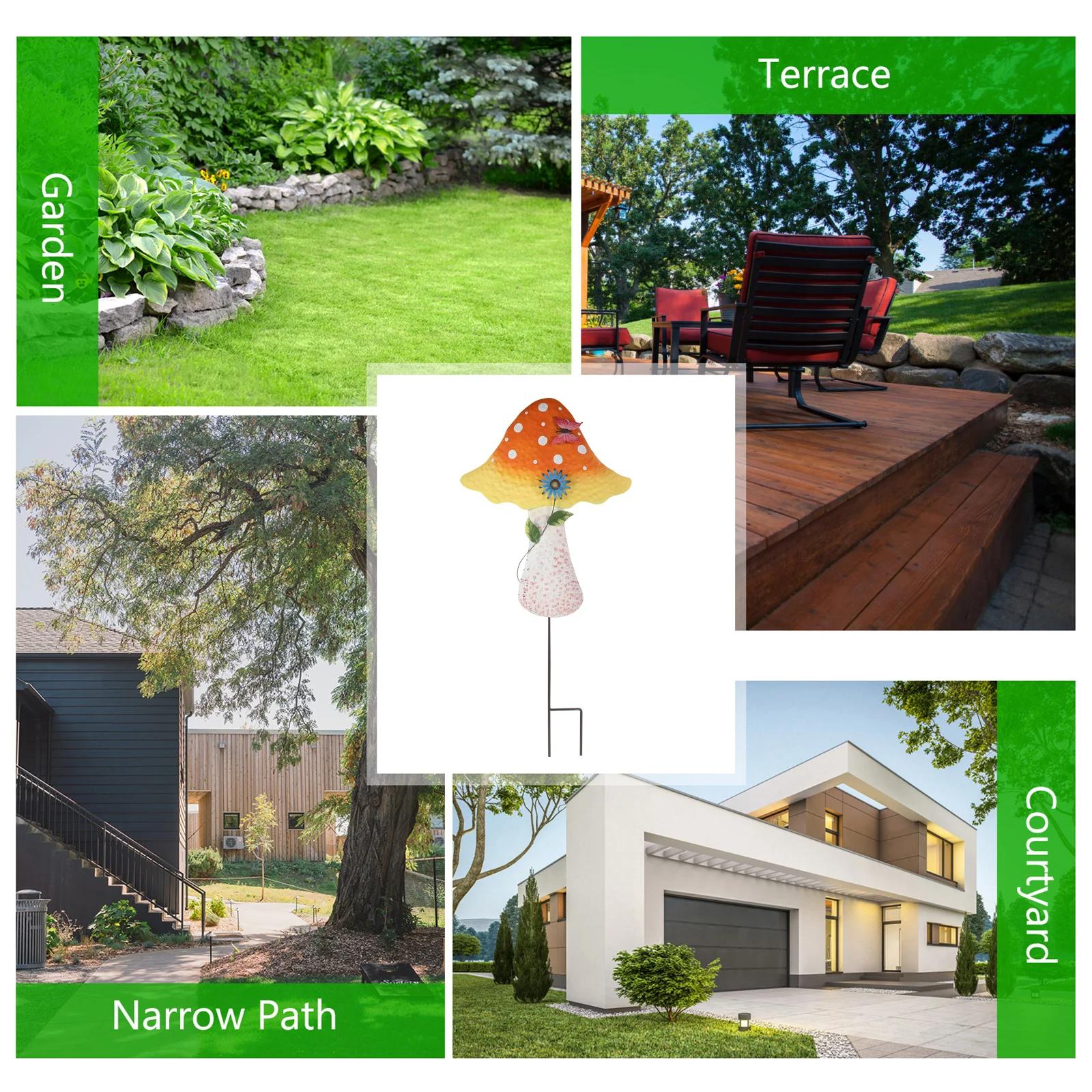 

Yellow Metal Mushroom Stake Decor Outdoor Durable Ornament For Lawn Yard Patio Uv Resistant Yard Decoration Stake Garden