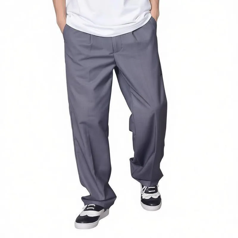 

Melange Gray Street Dance Hip Hop Popping Pants Drapey Trousers Retro Streetwear For Men