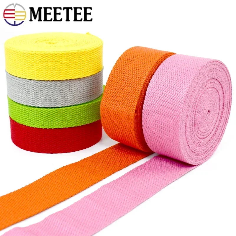 Meetee 5Meters 20/25/32/38mm Polyester Cotton Webbing Tape Canvas Backpack Ribbon Belt Sewing Bias Binding Clothing Accessories