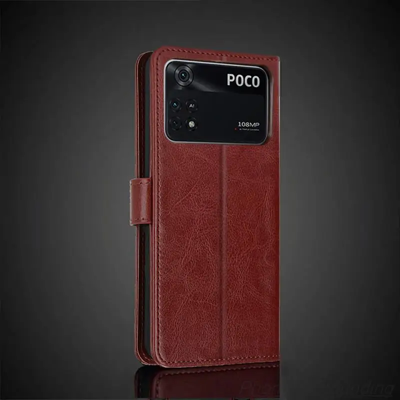 حافظة محفظة فاخرة لهاتف POCOPHONE POCO X4 Pro 5G حافظة جلدية قابلة للطي غطاء هاتف حامل بطاقة حافظة هاتف Fundas