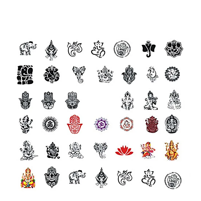 1 sheet Mandala Indian Elephant Nail Water Decals Buddha's Hand Nail Sticker Nail Art Sticker Tattoo Decals