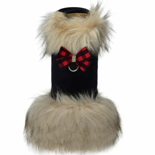 

Red Gingham Nouveau Bow Ivory Fox Fur - Choose Color