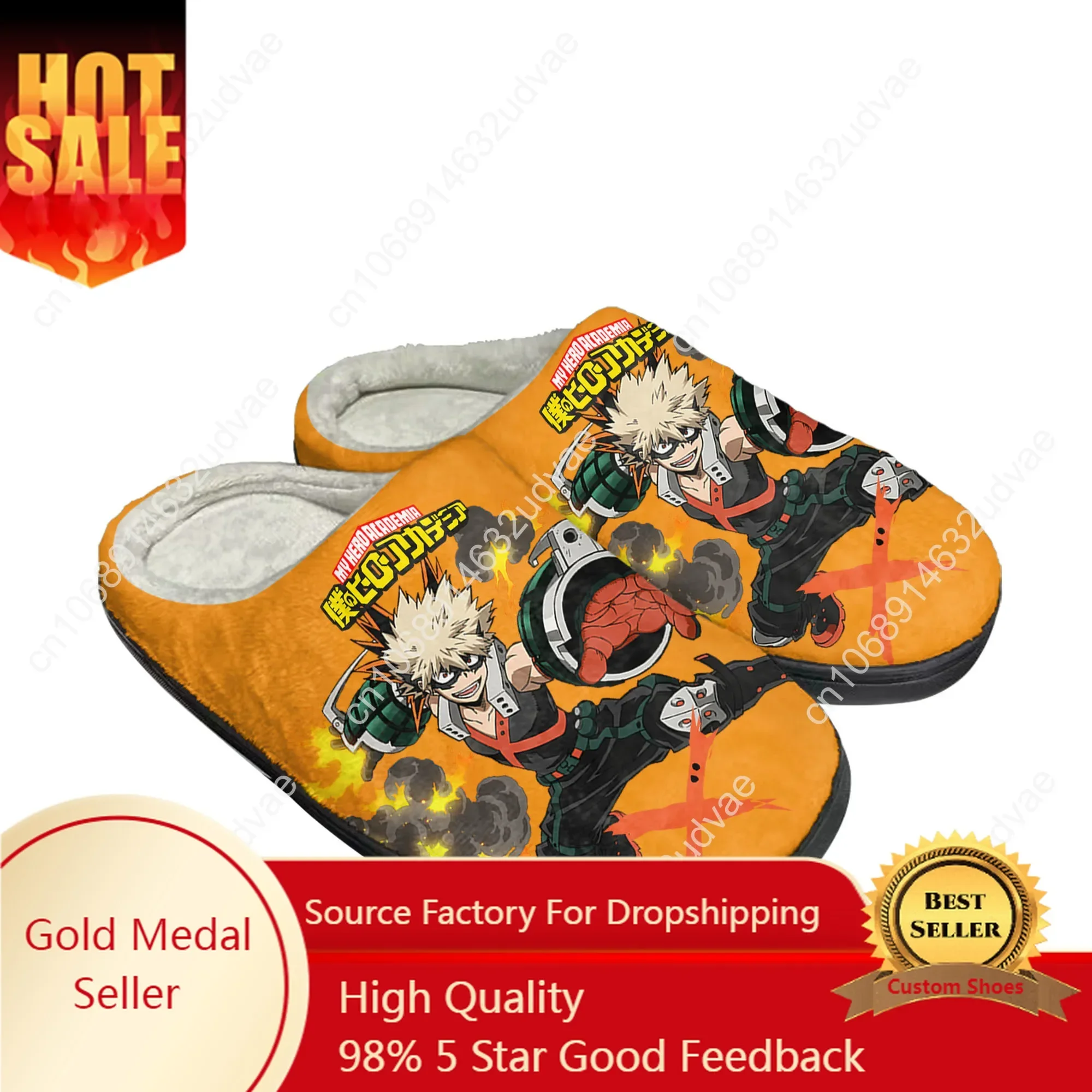 

Bakugou Katsuki My Hero Academia Home Cotton Custom Slippers Mens Womens Sandals Plush Casual Keep Warm Shoes Thermal Slipper