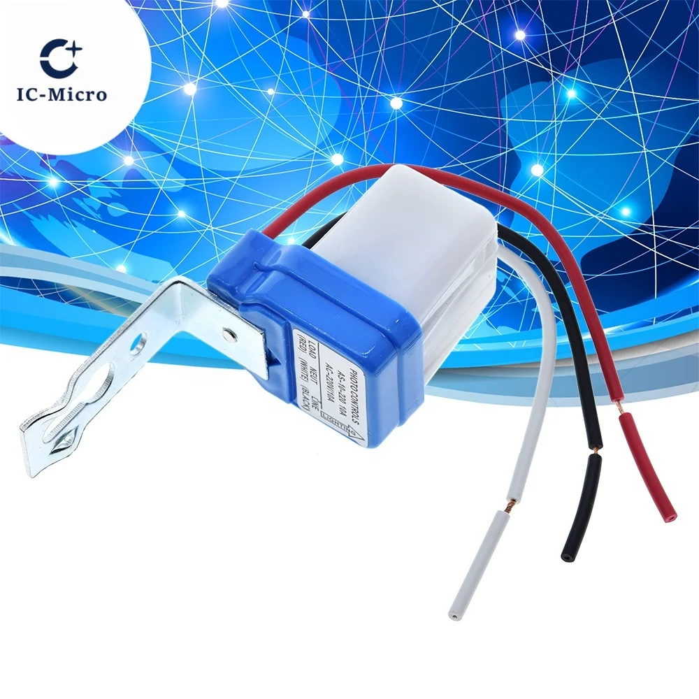 Interruptor automático de luz de rua com fotocélula, liga/desliga, dc ac 220v 50-60hz 10a, controle fotográfico, interruptor com sensor