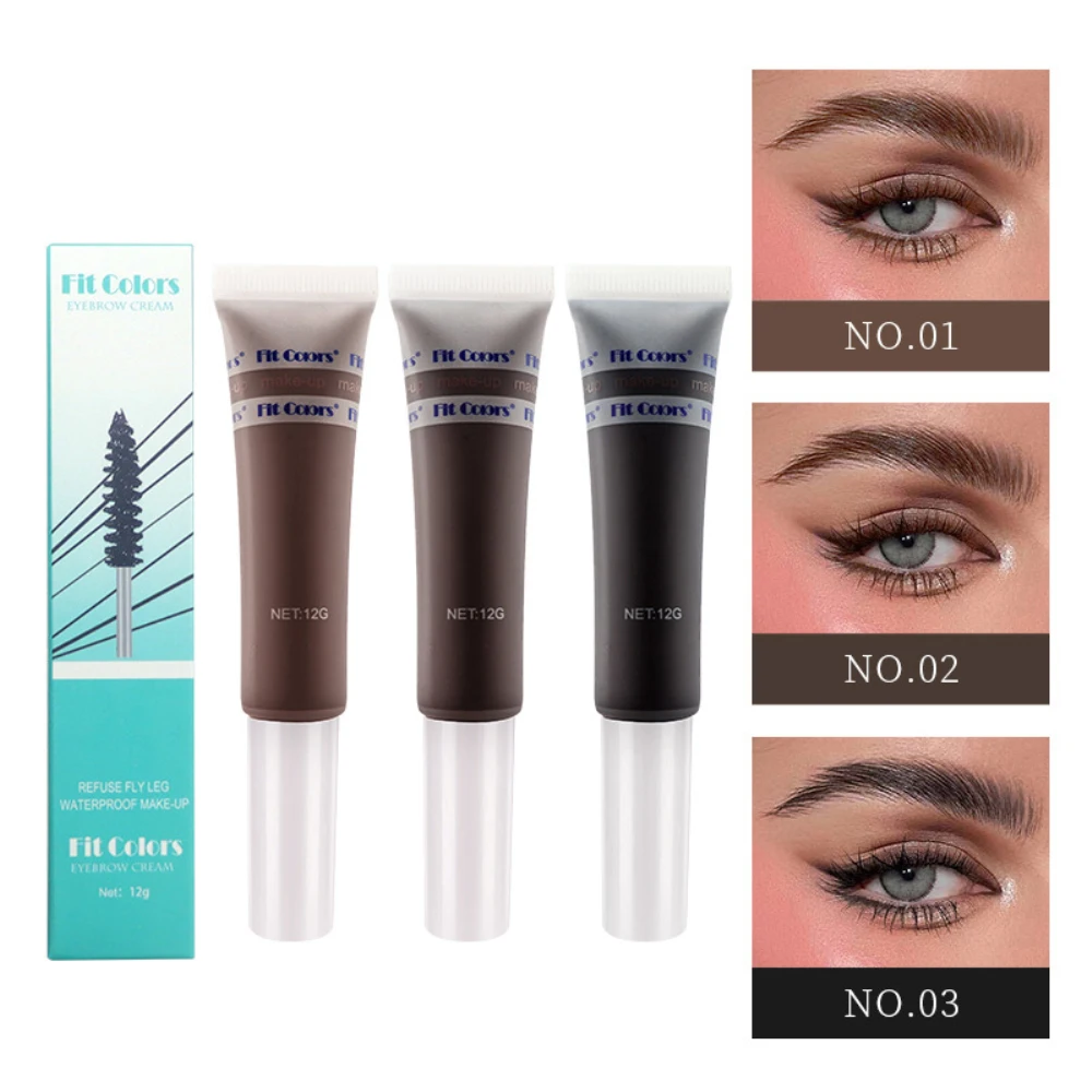 Impermeável de secagem rápida Brow Mascara para os olhos, Sobrancelha Enhancer, Pomada Cosméticos, Creme Sobrancelha, 3 cores, 1 Pc, 2Pcs