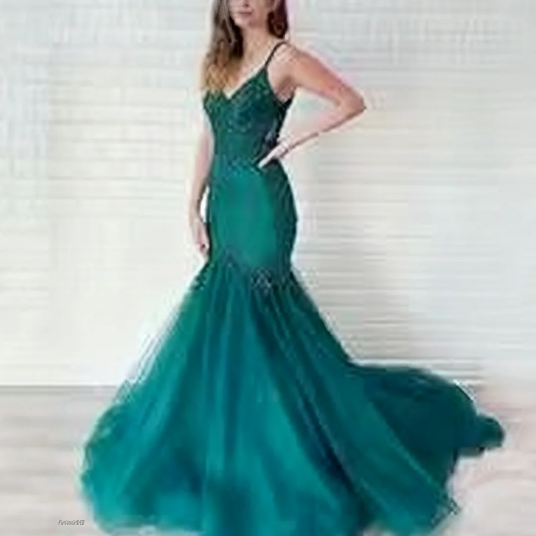 

Customized Mermaid Beaded Sequined Spaghetti Straps Evening Dress formal evening dresses birthday party prom gowns for women