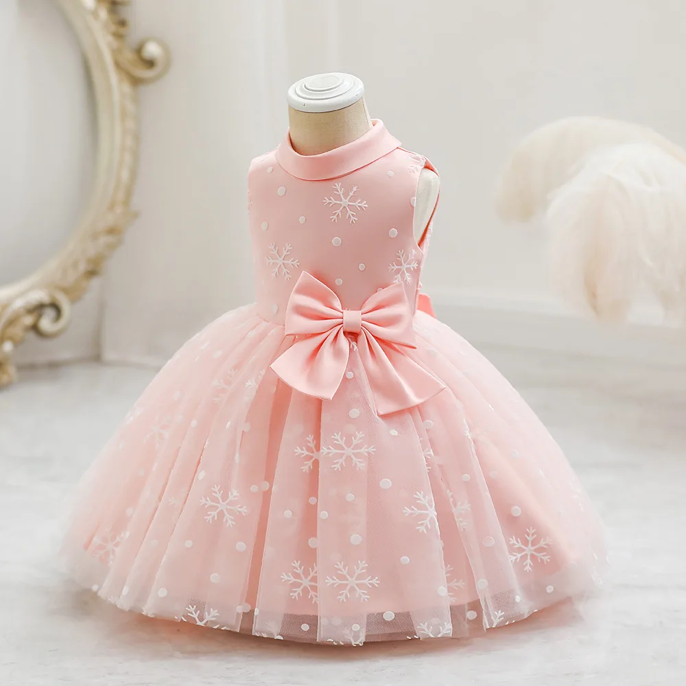 Christmas Kid Girl Dress Snowflake Party Dress for Baby 1 Year Birthday Toddler Children Princess Dress Christening Gown 1-6Y