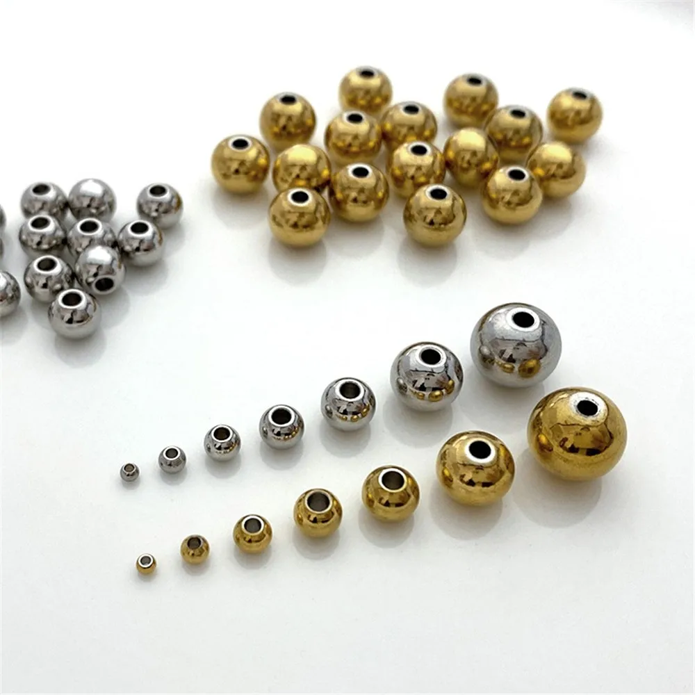 

Stainless Steel Round Beads Gold Beads Through-hole Beads Handmade DIY Bracelets Necklaces Jewelry Material Accessories
