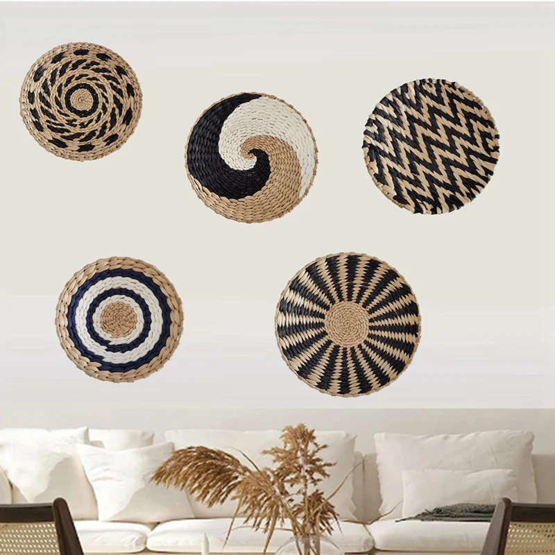 Wall Hanging Decor Wall Basket Home Decoration Handmade Natural Wall Art For Kitchen Bedroom Living Room Ornament