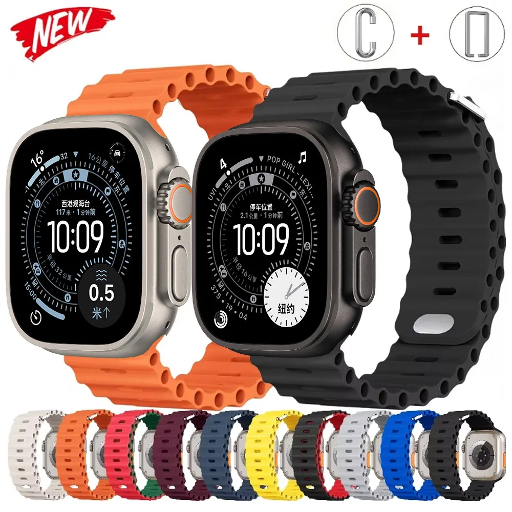 Ozeanarmband für Apple Watch Ultra 3 2 1 Band 49 mm 11 10 9 8 7 46 mm 45 mm 41 mm Silikonarmband iWatch 6 5 4 SE3 44 mm 40 mm 42 mm