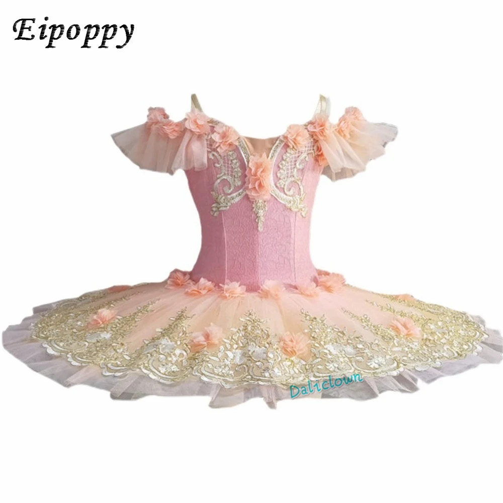 Adult Kids Flower Girls Professional Ballet Tutu Dress Women Princess Platter Pancake Swan Lake Ballerina Stage Dance Costume