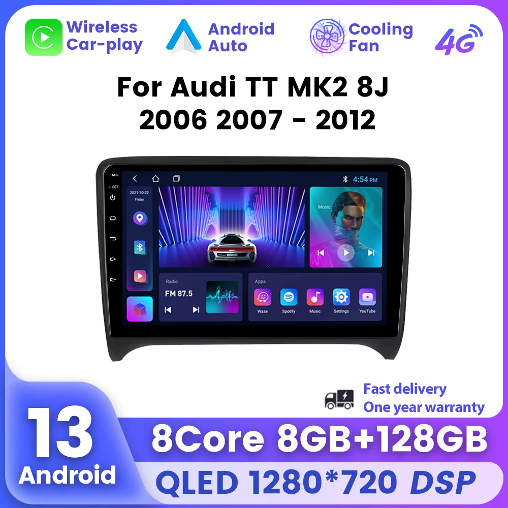

9” Wireless CarPlay Android Auto Radio For Audi TT 2 8J 2006 - 2014 Car Stereo Multimedia Video Player Autoradio DSP GPS Audio