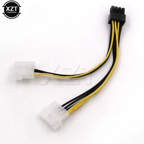 8 Pin To Dual PCI Express Male LP4 4Pin Molex IDE PCI-E Graphic Video Card Power Cable Adapter Connector