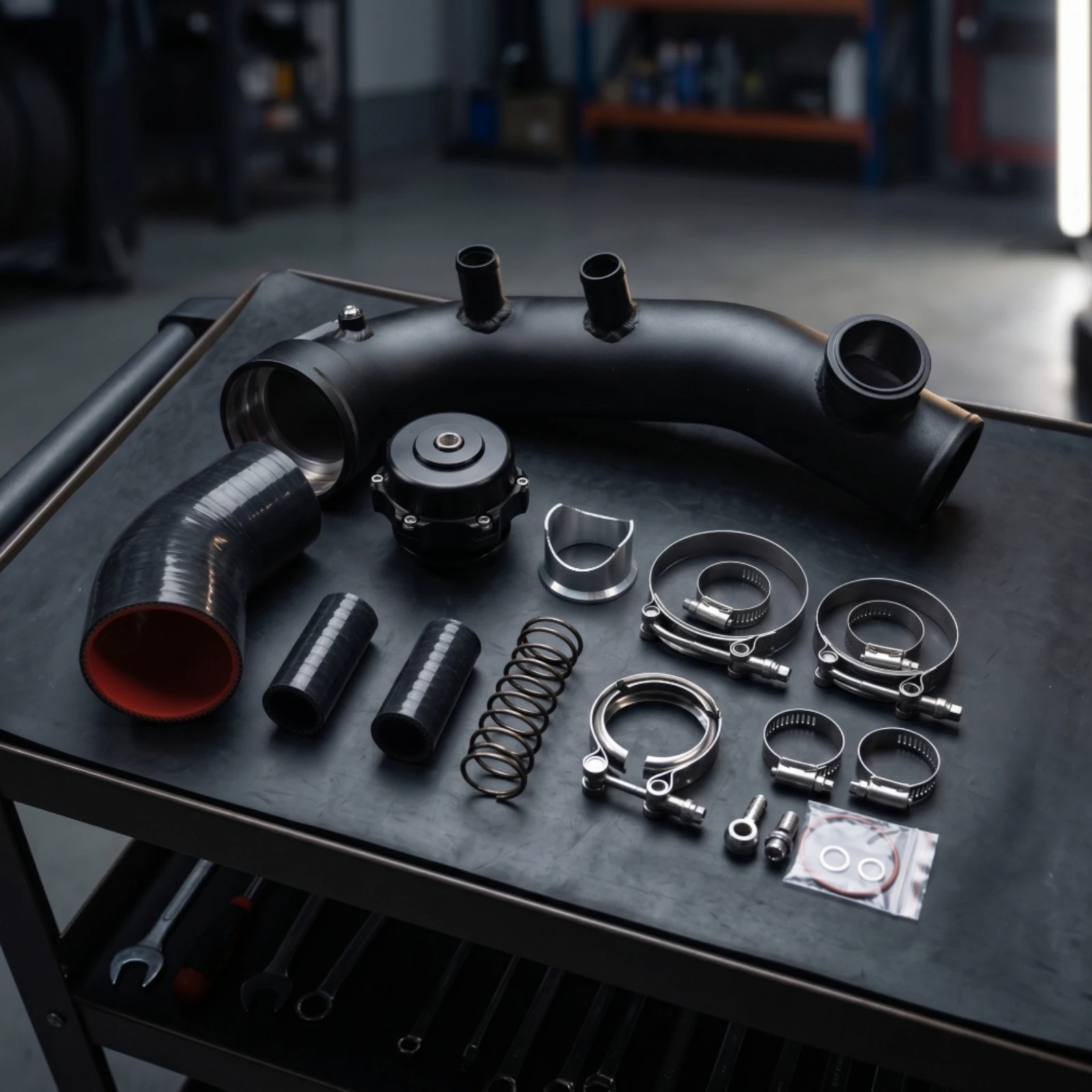 Kit de tuyau d'admission turbo noir, kit de tuyau d'admission turbo amélioré, installation facile pour les passionnés de voitures, compartiment moteur