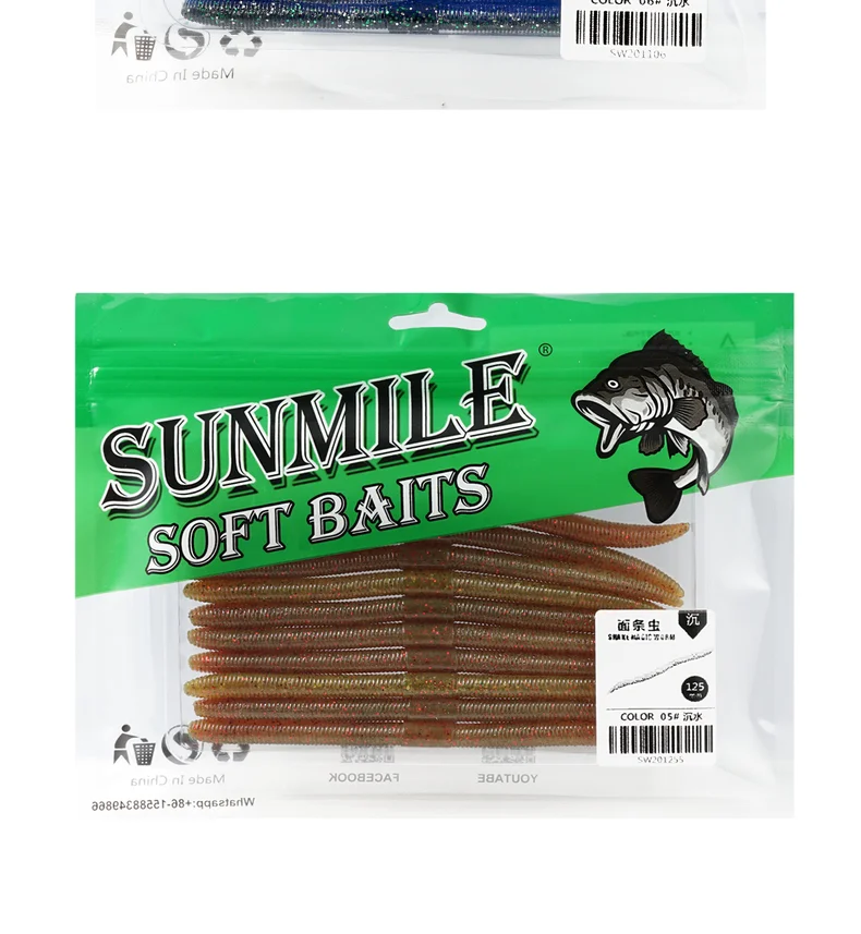 SUNMILE Weiche Angeln Lure10cm12.5cm Senko Wurm Neko Rig Lockt Flick Shake Erde Wurm Künstliche Köder Silikon Shad Köder für Bass – Detail 10