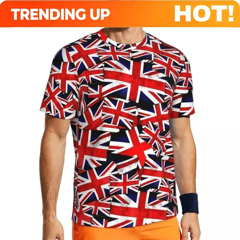 Customization Mens British Flag Graphic T Shirt For Men Summer Short Sleeve Large Size I LOVE The United Kingdom Tshirts Tees To