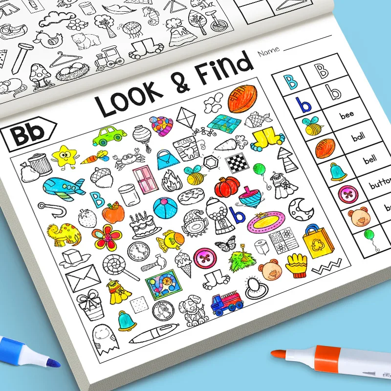 Kids Finding Item Fun Coloring Book Drawing Picture Book Interactive Game Focus Attention Practice Early Education Exercise Book